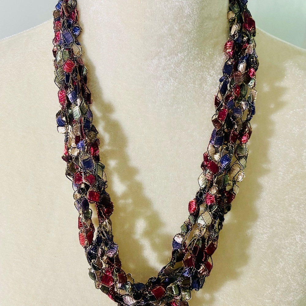 Hand Crocheted Colorful Adjustable Necklace